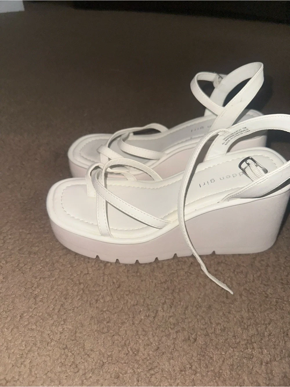 Madden Girl White Platform Crisscross Strap Sandals